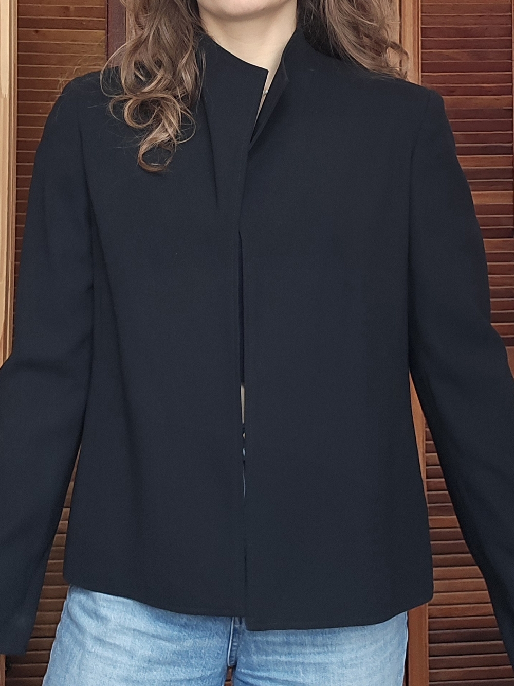 Tailored Black Collarless Women's Blazer